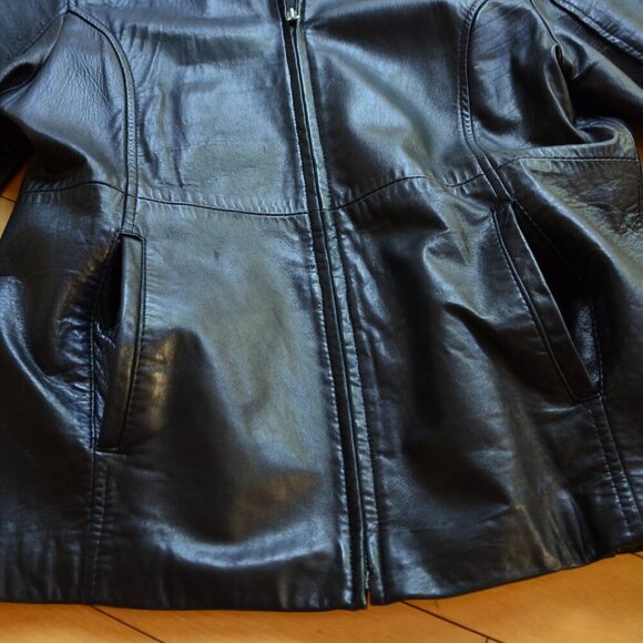 Kasper Genuine Leather Full Zip Collar Jacket Size L Black - Picture 6 of 11